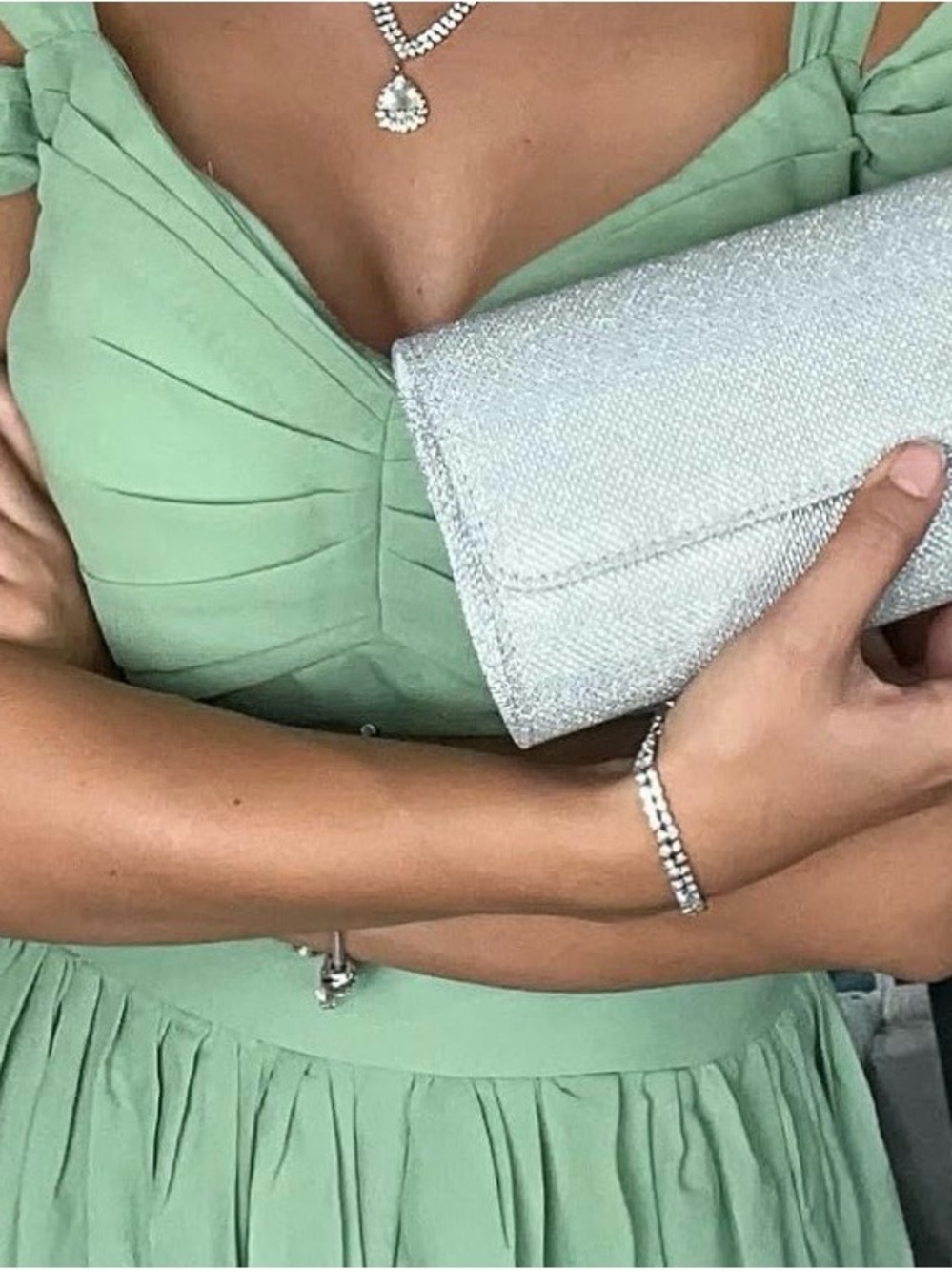 Silver Sparkle Clutch Evening Bag